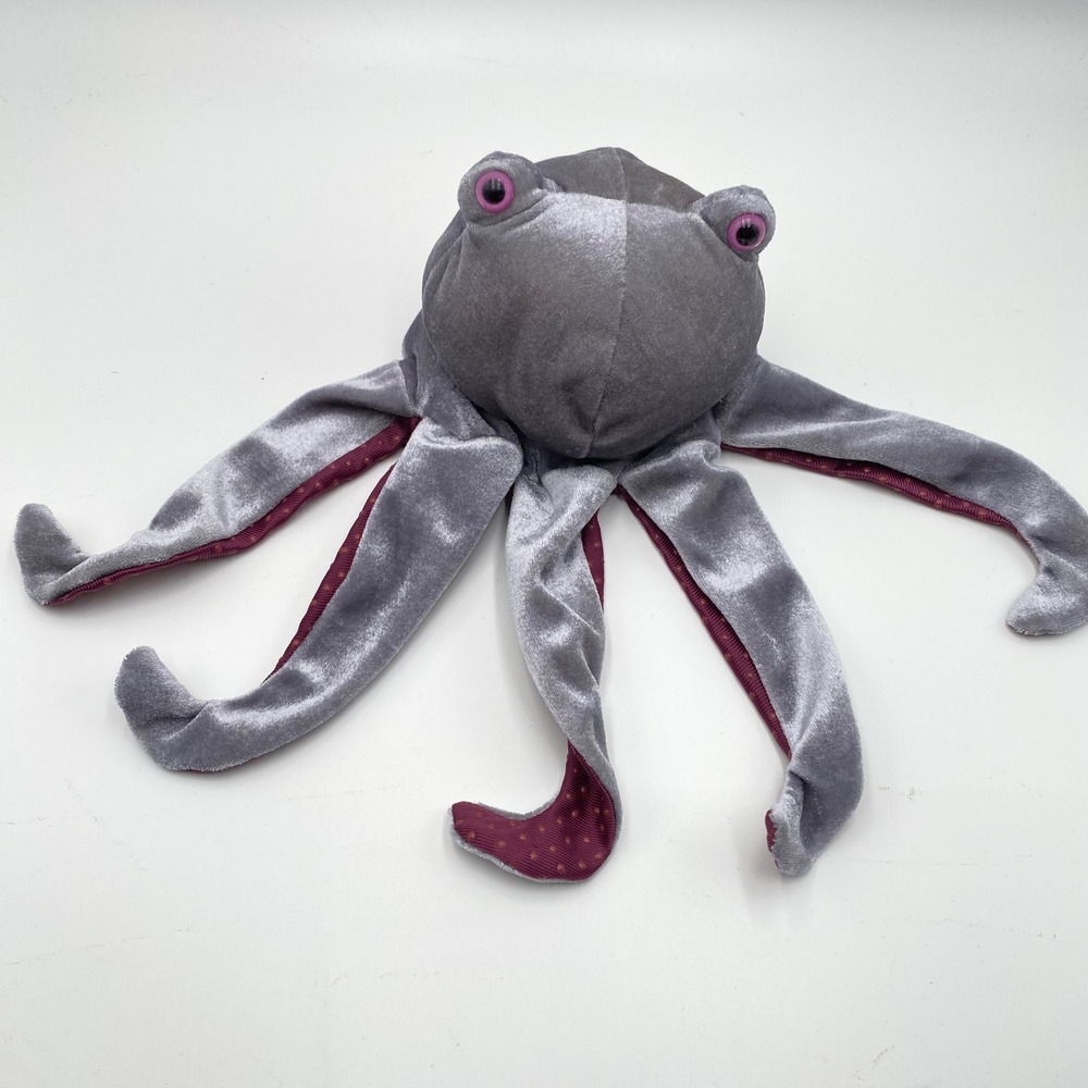 Octopus Hand Puppet 9" Plush Gray‎ Caltoy Animal Toy Jellyfish Kids Sea Creature